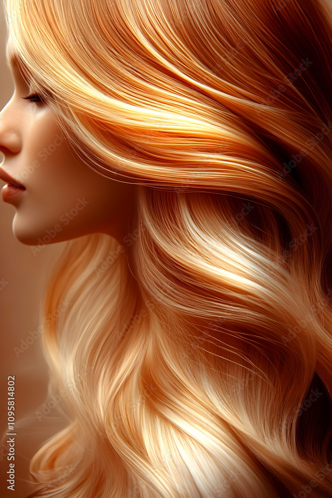 Golden Waves: A 3D Hair Illustration Golden Waves: A 3D Hair Illustration