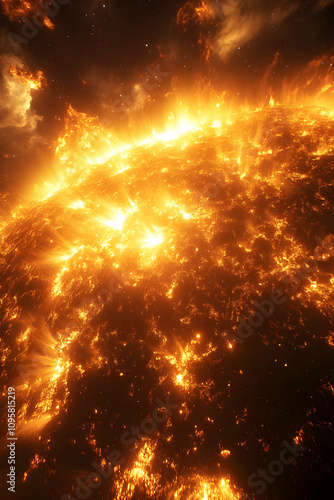 Fiery Stellar Surface 3D Re...
