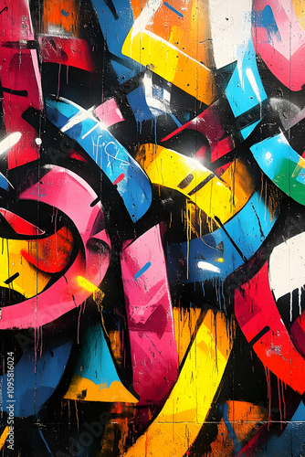 Vibrant Graffiti Wall Illus...
