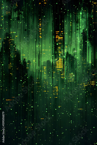 Abstract Green Cityscape Il...