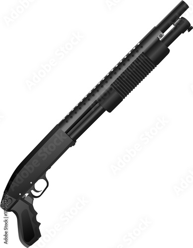 Shotgun military firearms illustration isolated