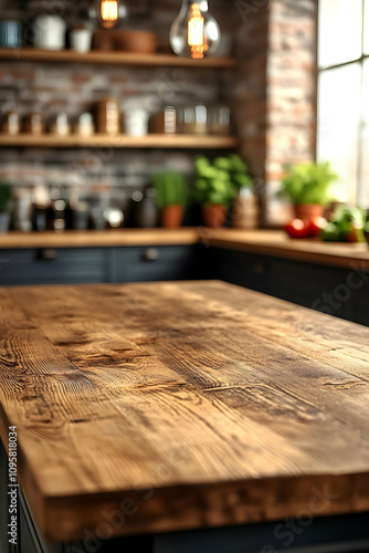 Rustic Wooden Kitchen Count...
