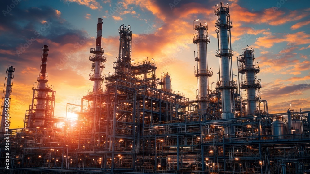 Fototapeta premium Refinery sunset.
