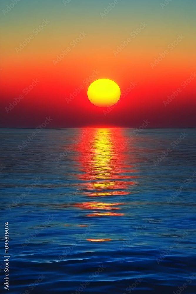 Vibrant Sunset Ocean Background Illustration Vibrant Sunset Ocean Background Illustration
