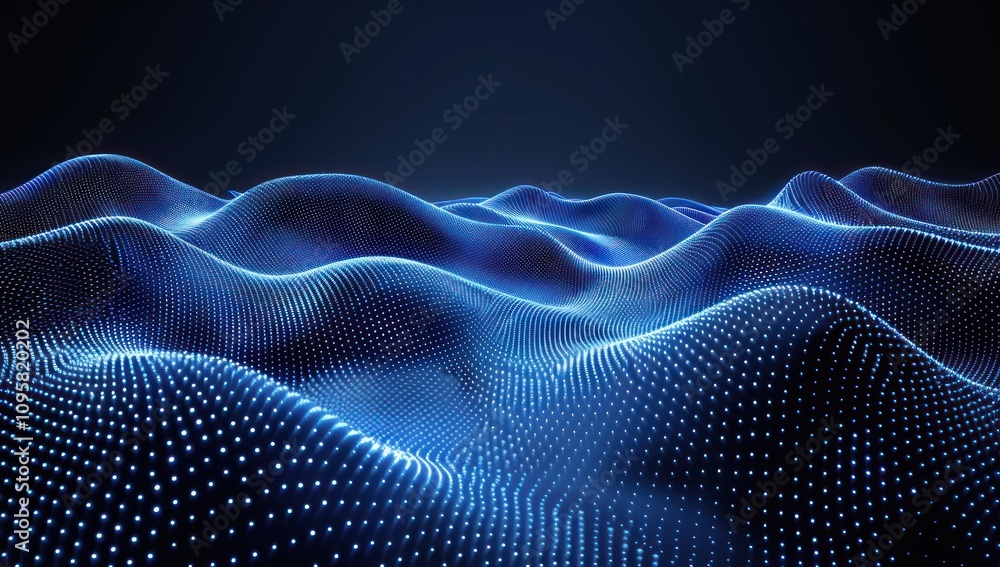 Fototapeta premium Abstract Blue Glowing Digital Landscape