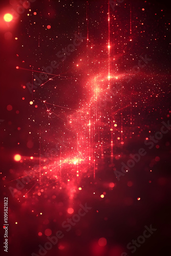 Red Abstract Background with Glowing Particles