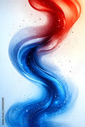 Abstract Blue Red Wave Back...