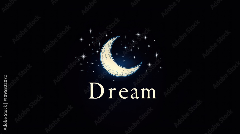A clean, modern logo design featuring a crescent moon and stars, with the word A clean, modern logo design featuring a crescent moon and stars, with the word