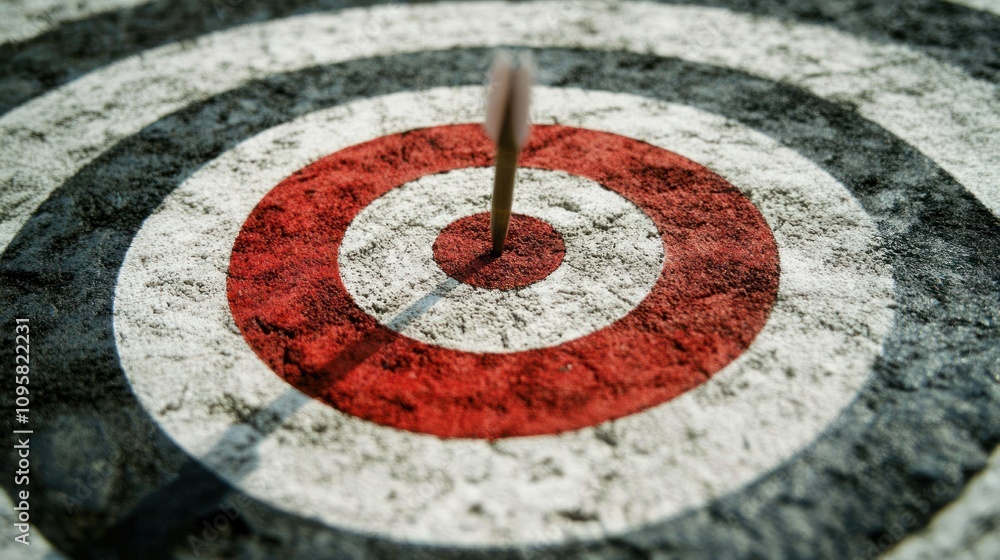 Arrow hitting bullseye. Arrow hitting bullseye.