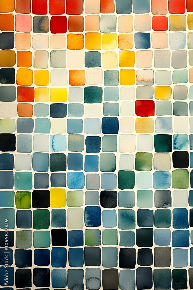 Vibrant Watercolor Square Grid Abstract Illustration Vibrant Watercolor Square Grid Abstract Illustration