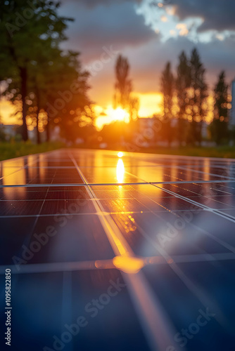 Golden Hour Solar Panel Photo