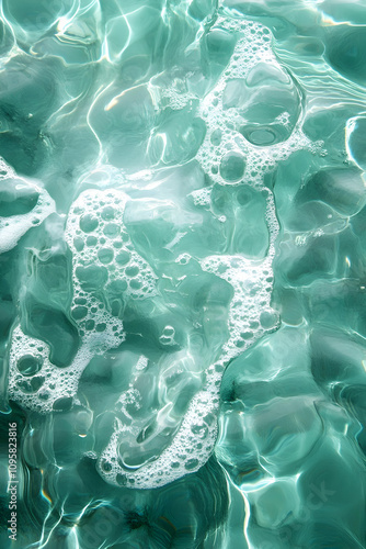 Teal Water Bubbles Abstract...