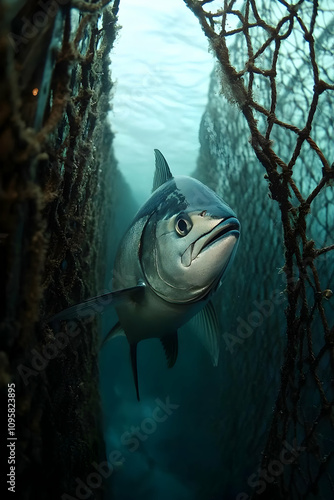 Oceanic Fish in Netting Rea...