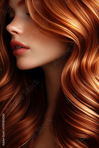 Red Hair Waves Illustration