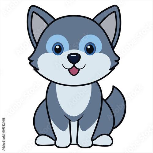 Cute Alaskan Klee Kai Dog Isolated Design - Alaskan Klee Kai Vector illustration
