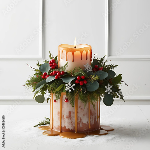 christmas wreath with candle