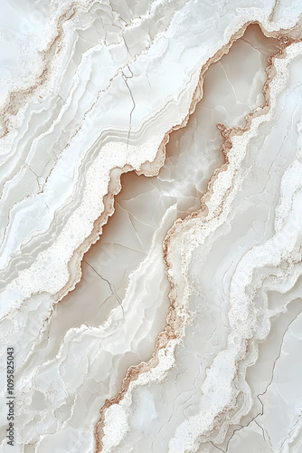 Elegant White and Beige Mar...