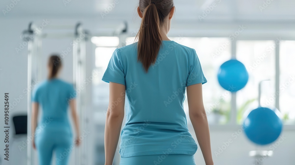 Therapist helping patient regain motor skills, using specialized rehabilitation equipment, focused recovery environment Therapist helping patient regain motor skills, using specialized rehabilitation equipment, focused recovery environment