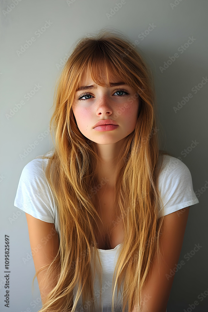 Golden Hair Girl Portrait Photo Golden Hair Girl Portrait Photo