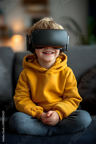 Child in VR Headset Happy I...