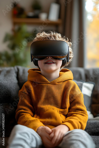 Child in VR Headset, Immers...