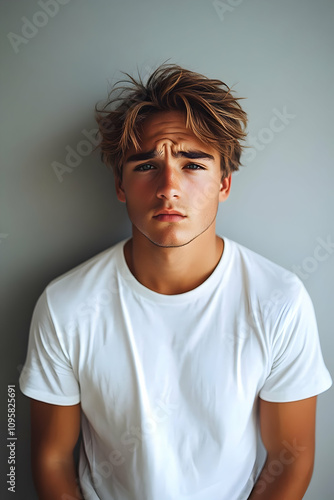 Young Man in White T-Shirt ...