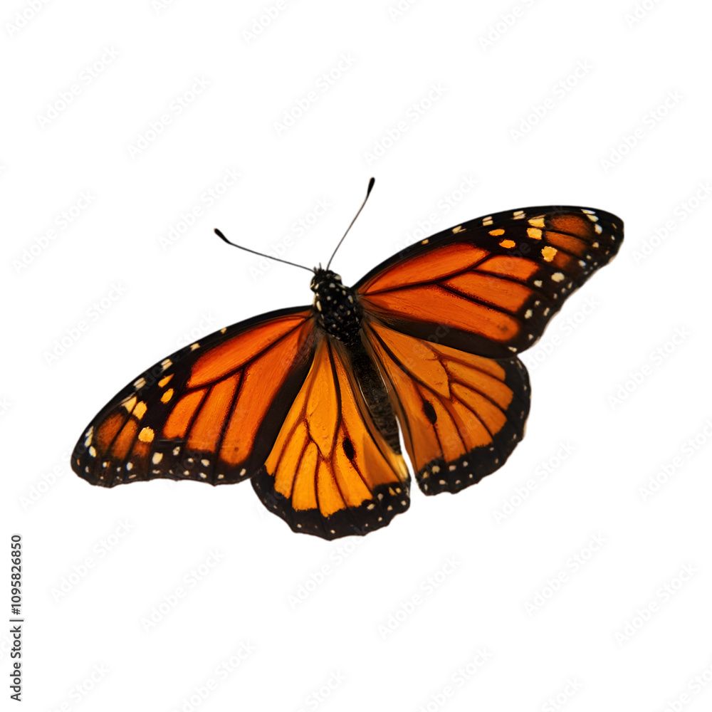 Fototapeta premium Colorful Monarch Butterfly in Flight Nature Setting Wildlife Photography Outdoor Environment Close-up View Natural Beauty and Conservation Awareness