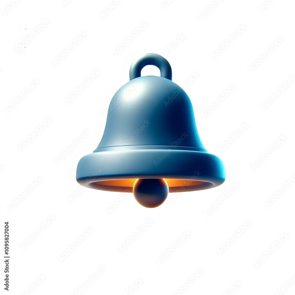 A 3D icon of a bell, matte material finish, white background, cartoon style, designed as a game art asset. A 3D icon of a bell, matte material finish, white background, cartoon style, designed as a game art asset.