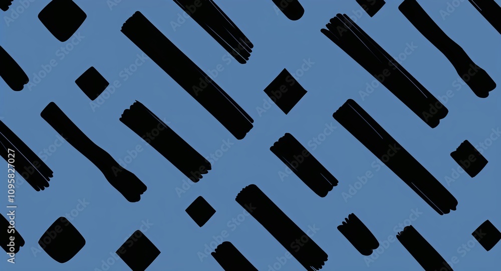 Black Rhombus pattern hand drawn design on Blue background illustration Black Rhombus pattern hand drawn design on Blue background illustration