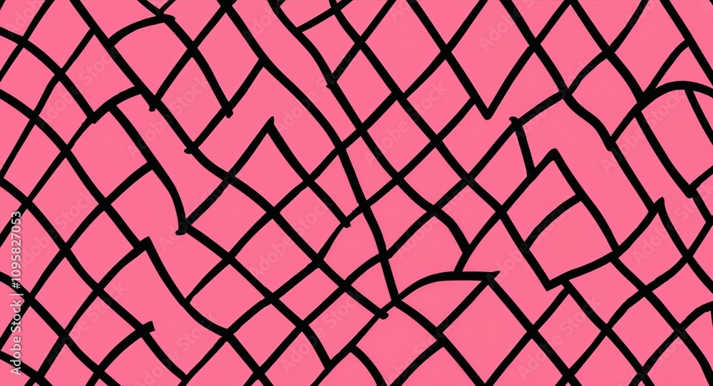 Black Rhombus pattern hand drawn design on Pink background illustration Black Rhombus pattern hand drawn design on Pink background illustration