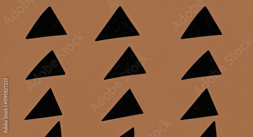 Black Triangle pattern hand drawn design on Blue background illustration