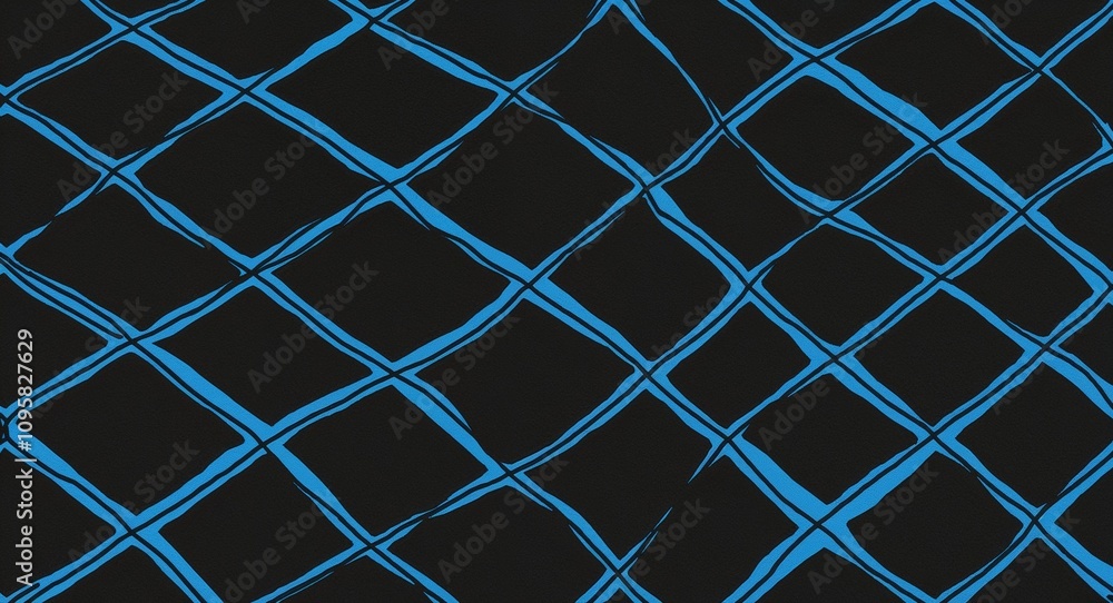 Fototapeta premium Blue Cross pattern hand drawn design on Black background illustration