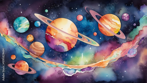 Watercolor Cosmic Wonderland