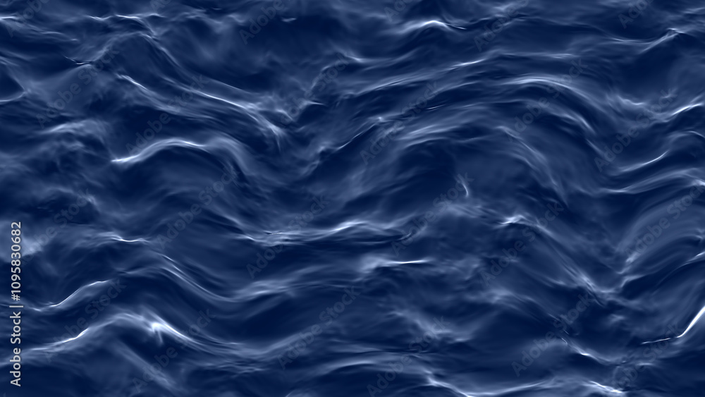 Obraz premium 3d deep blue small water wave background, horizontal composition
