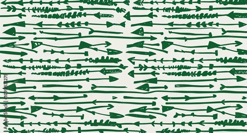 Green Arrow pattern hand drawn design on White background illustration Green Arrow pattern hand drawn design on White background illustration