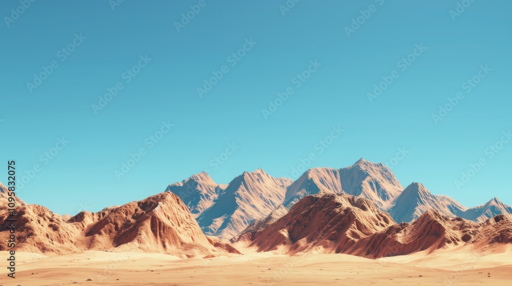 Fototapeta premium Exploring desert landscapes sandstone formations scenic views natural environment minimalist aesthetics clear blue sky and shadows