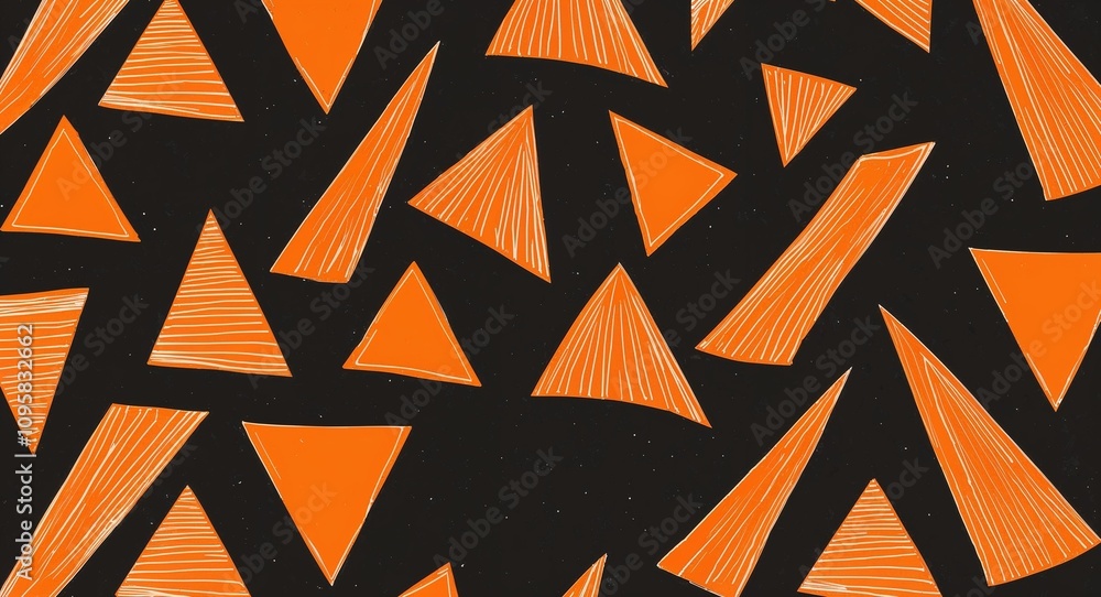 Obraz premium Orange Parallelogram pattern hand drawn design on Blue background illustration