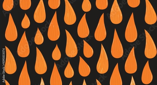 Orange Tear drop pattern hand drawn design on Blue background illustration