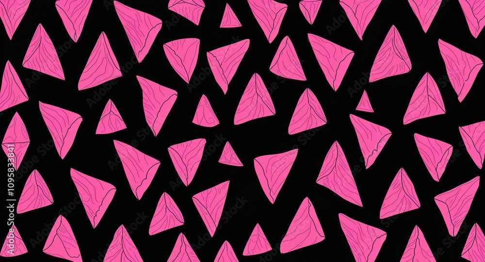 Pink Trapezoid pattern hand drawn design on Black background illustration Pink Trapezoid pattern hand drawn design on Black background illustration