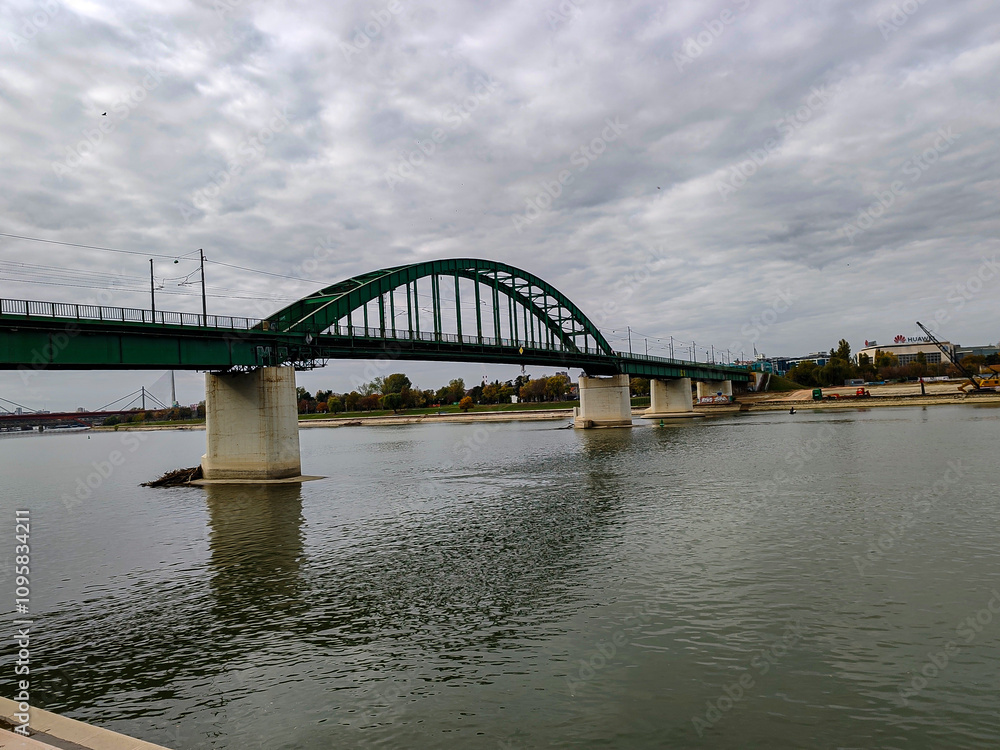 Fototapeta premium Old bridge over a river, Belgrade