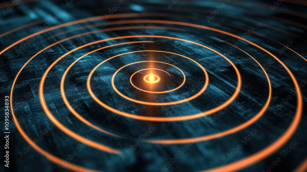 Fototapeta premium A visual representation of a focus point, with concentric circles converging toward a center point, symbolizing pinpoint accuracy
