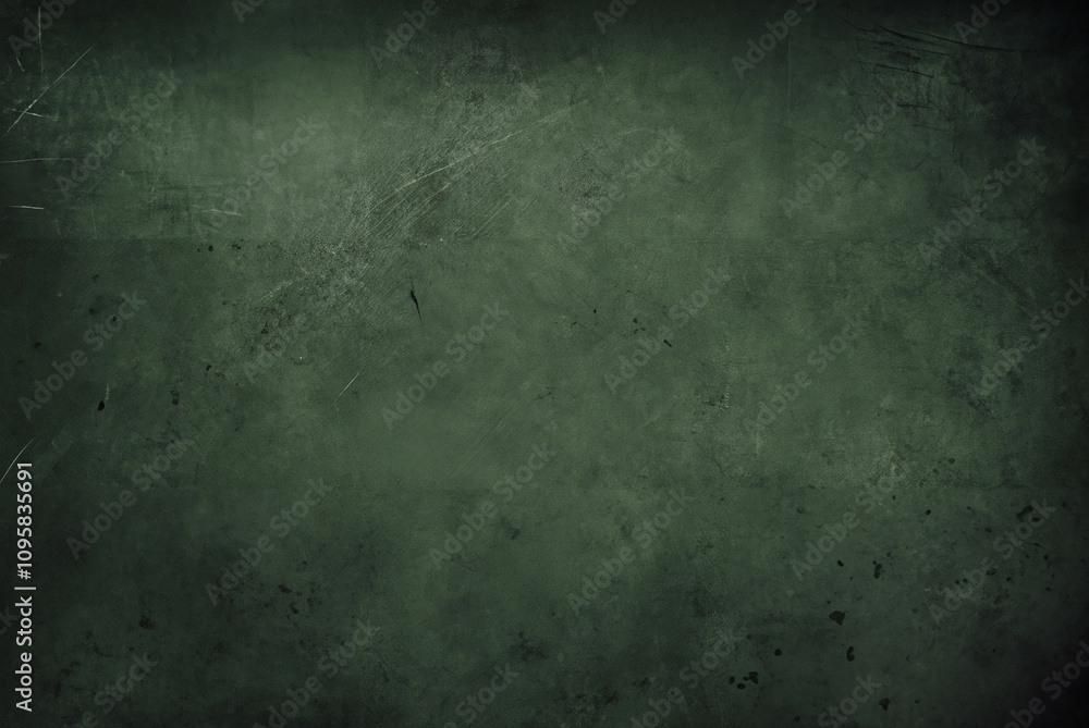 Fototapeta premium Grungy dark green texture featuring scratches and subtle stains, ideal for use as a vintage or industrial background.