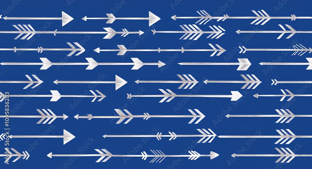 Silver Arrow pattern hand drawn design on Blue background illustration Silver Arrow pattern hand drawn design on Blue background illustration