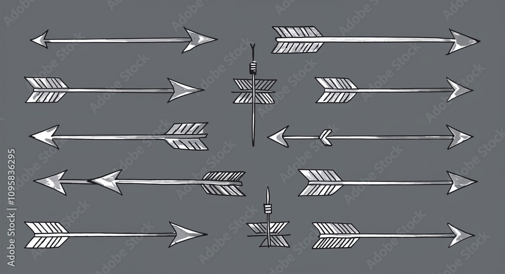 Silver Arrow pattern hand drawn design on Gray background illustration Silver Arrow pattern hand drawn design on Gray background illustration