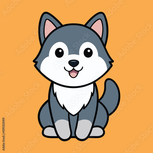 Cute Alaskan Malamute Dog Isolated Design - Alaskan Malamute Vector illustration
