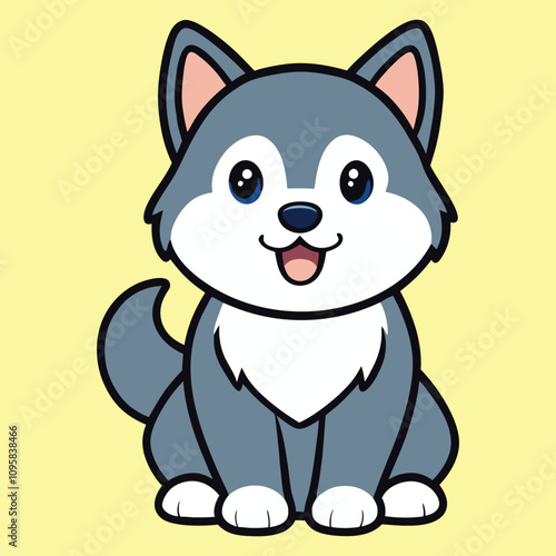 Cute Alaskan Malamute Dog Isolated Design - Alaskan Malamute Vector illustration
