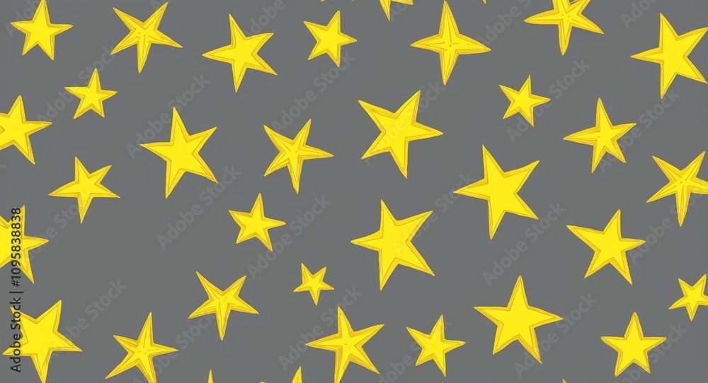 Yellow Star pattern hand drawn design on Gray background illustration Yellow Star pattern hand drawn design on Gray background illustration