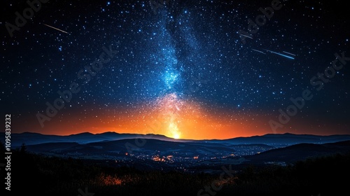 Wallpaper Mural Celestial Night Landscape: Milky Way over Mountains Torontodigital.ca