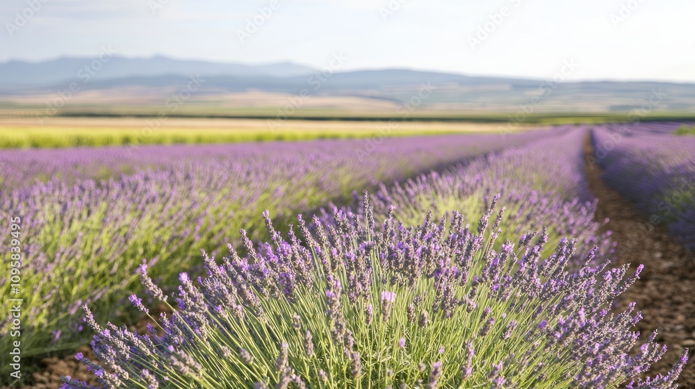 Tranquil Lavender Field: A Dreamy Close-Up of Purple Botanical Wonders Stretching Into the Horizon Tranquil Lavender Field: A Dreamy Close-Up of Purple Botanical Wonders Stretching Into the Horizon