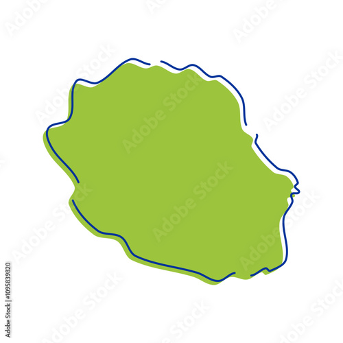 Simple map of Reunion vector hand drawn. Hand drawn style map of Reunion vector illustration